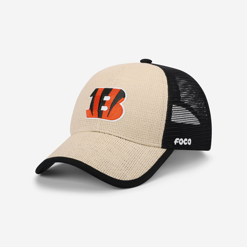 Cincinnati Bengals Straw Trucker Cap FOCO - FOCO.com