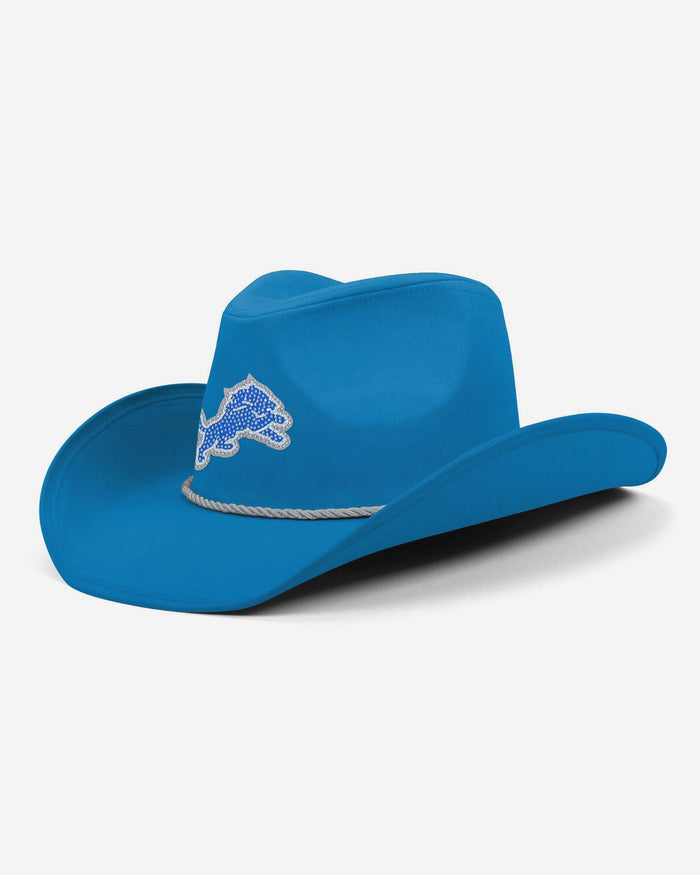 Detroit Lions Team Color Rhinestone Logo Cowboy Hat FOCO - FOCO.com