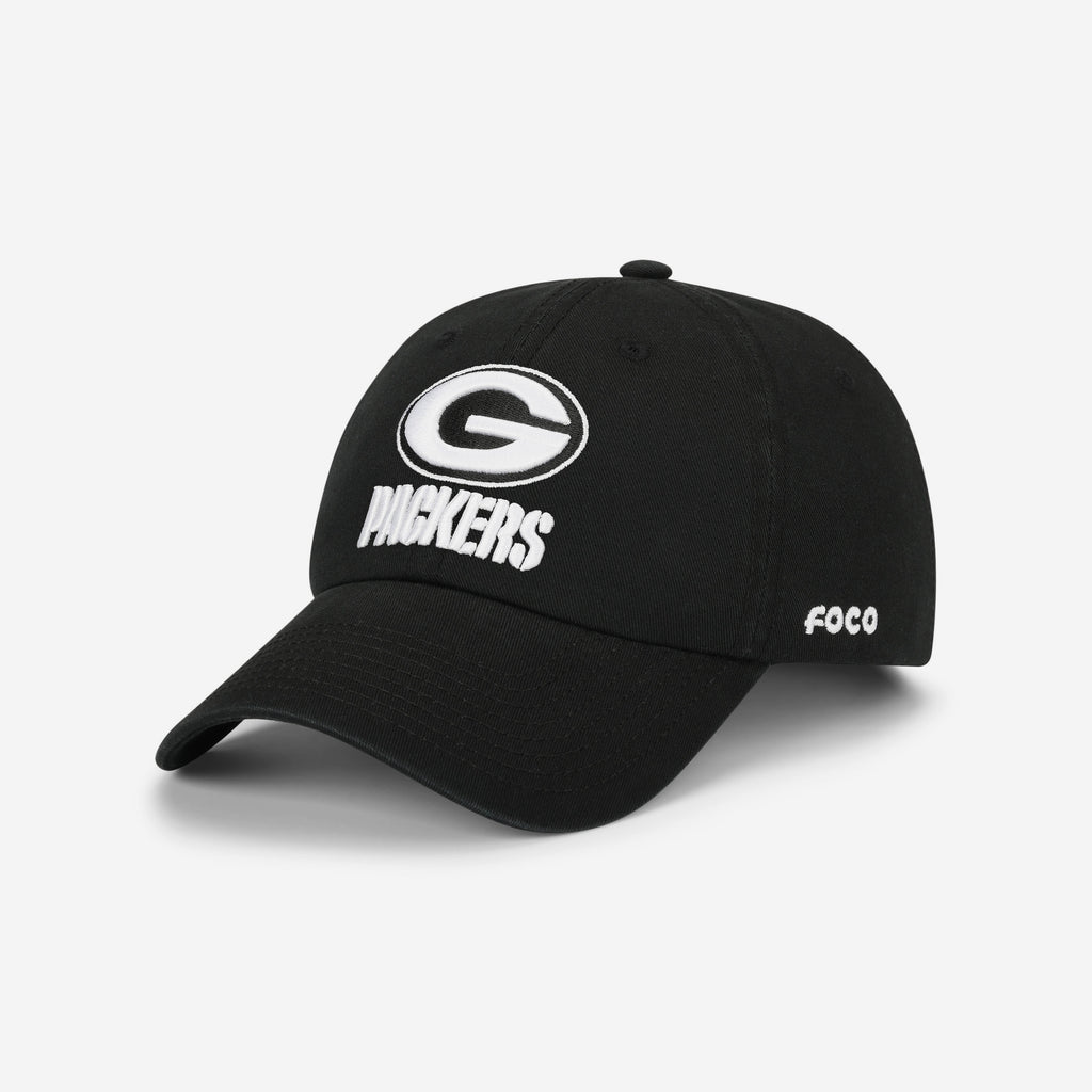 Green Bay Packers Black & White Casual Classic Cap FOCO - FOCO.com