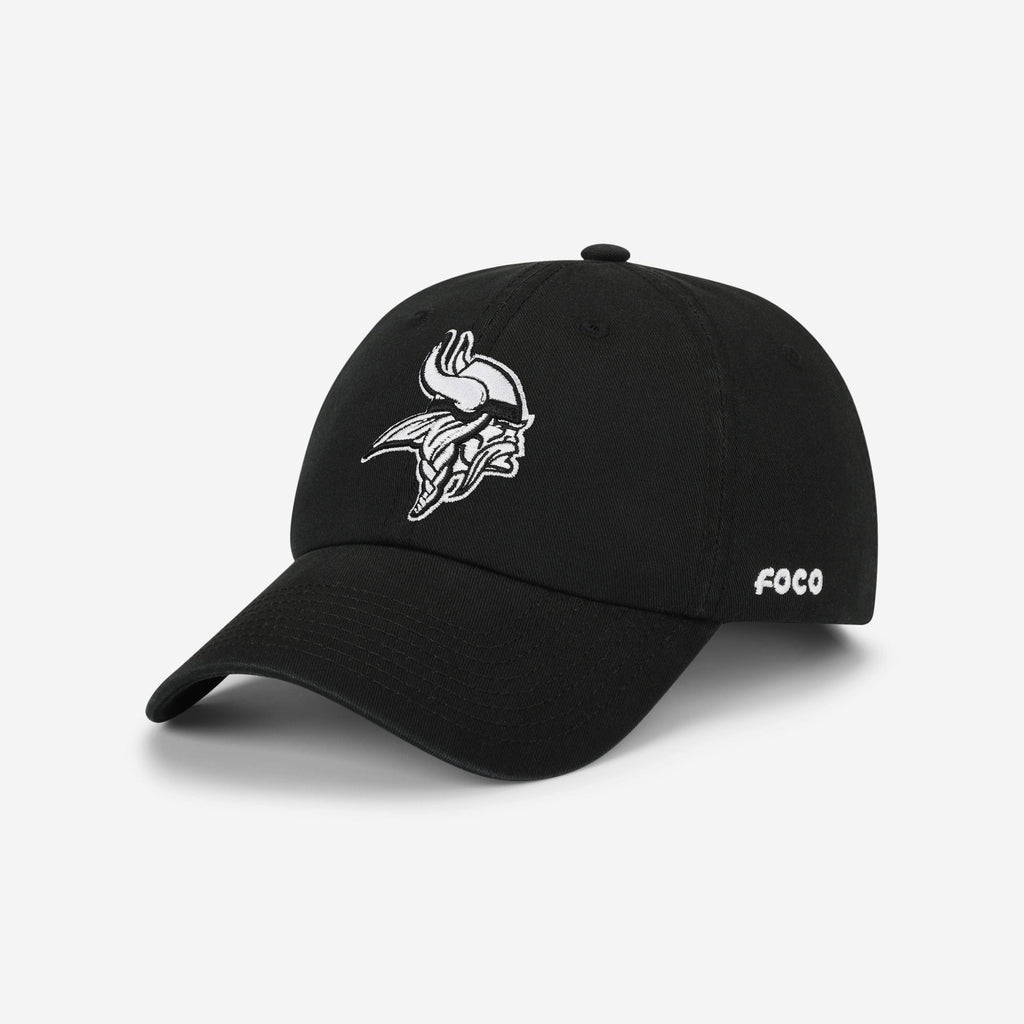 Minnesota Vikings Black & White Casual Cap FOCO - FOCO.com