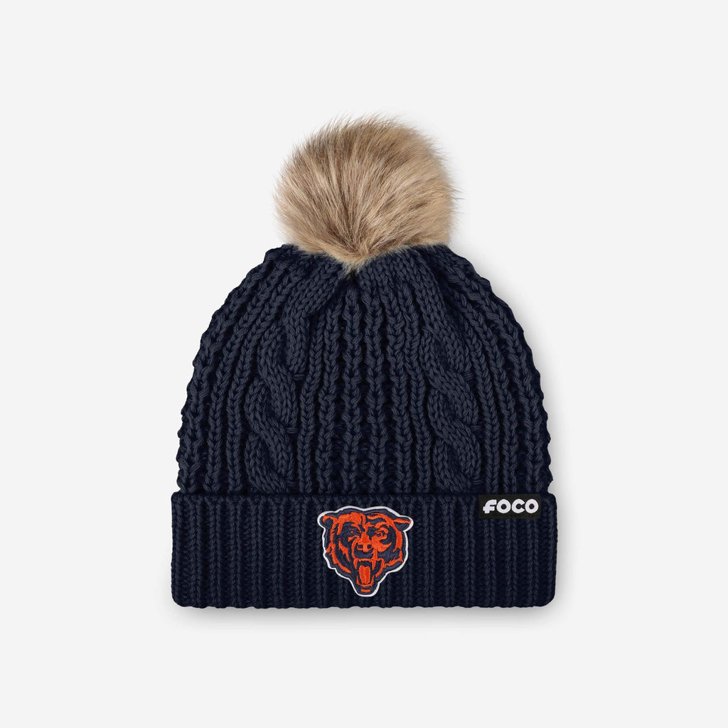 Chicago Bears Womens Faux Fur Pom Beanie FOCO - FOCO.com