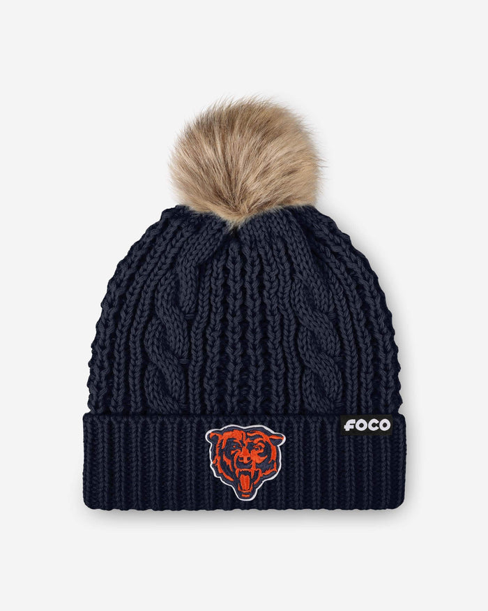 Chicago Bears Womens Faux Fur Pom Beanie FOCO - FOCO.com