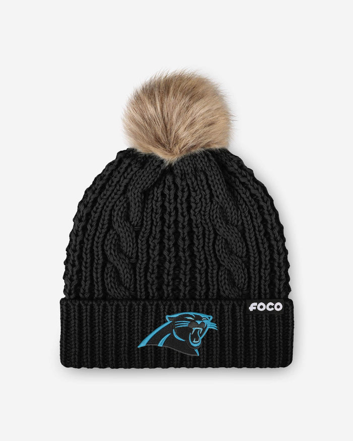 Carolina Panthers Womens Faux Fur Pom Beanie FOCO - FOCO.com