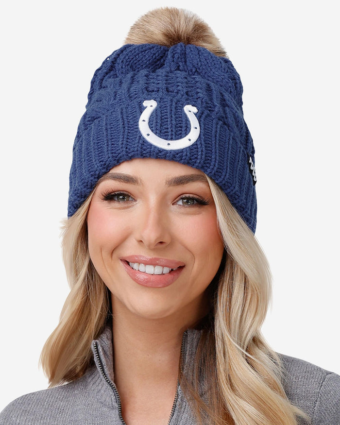 Indianapolis Colts Womens Faux Fur Pom Beanie FOCO - FOCO.com