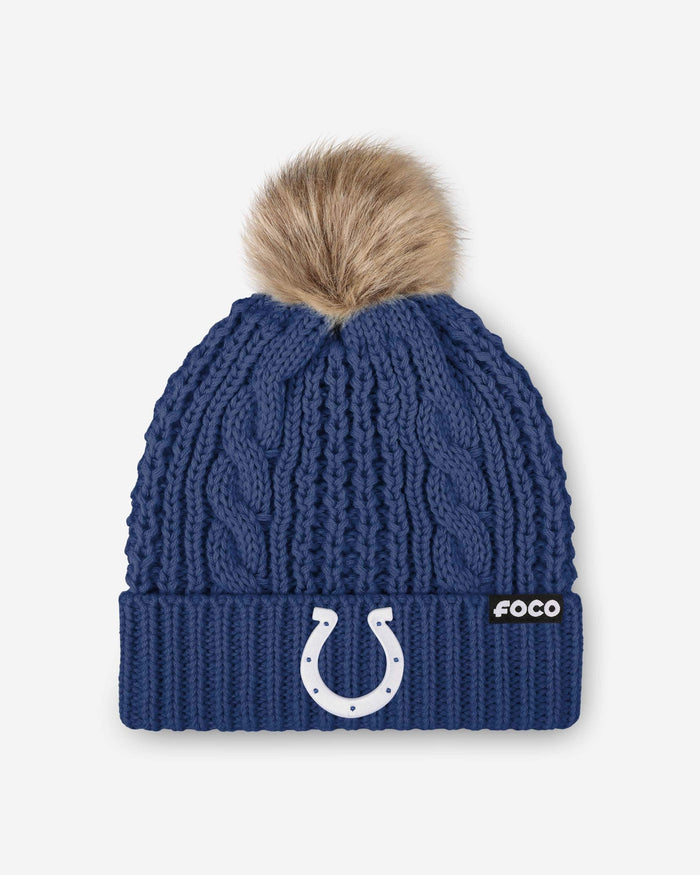 Indianapolis Colts Womens Faux Fur Pom Beanie FOCO - FOCO.com