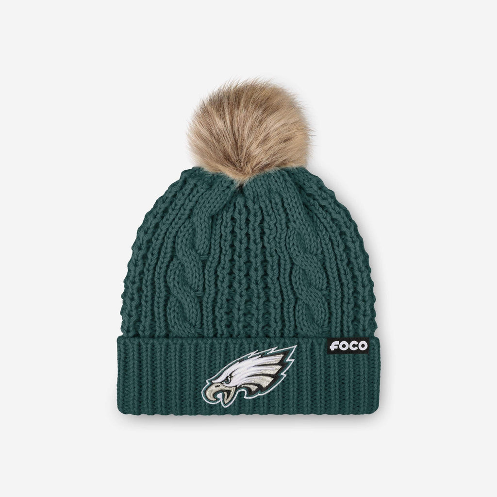 Philadelphia Eagles Womens Faux Fur Pom Beanie FOCO - FOCO.com