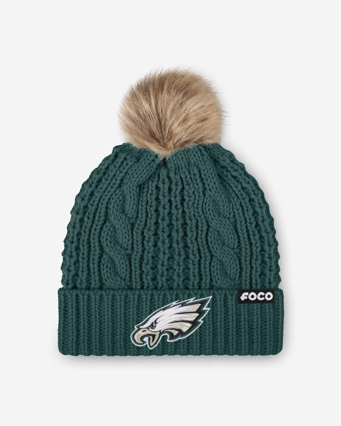 Philadelphia Eagles Womens Faux Fur Pom Beanie FOCO - FOCO.com