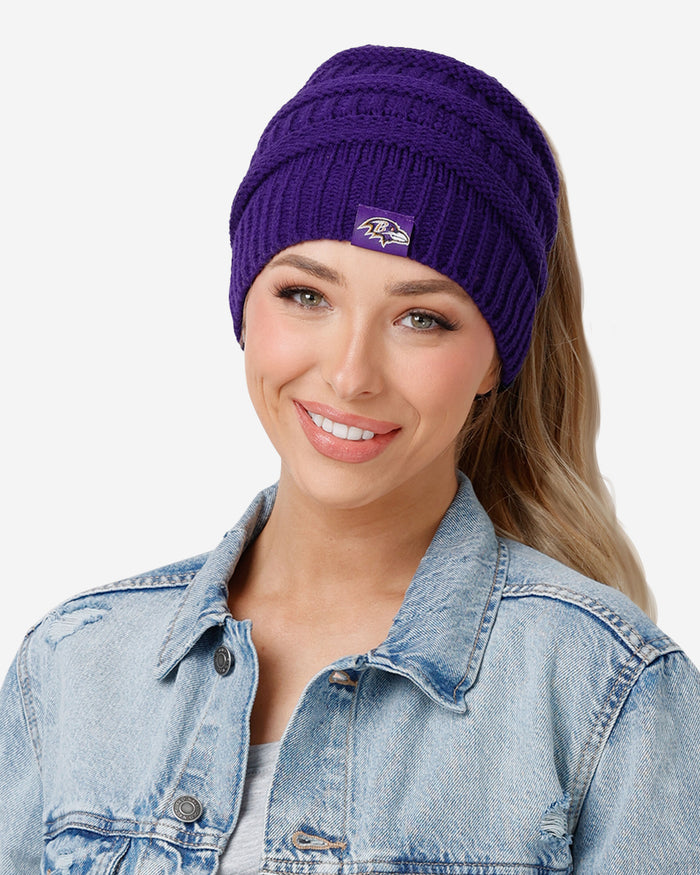 Baltimore Ravens Womens Solid Ponytail Beanie