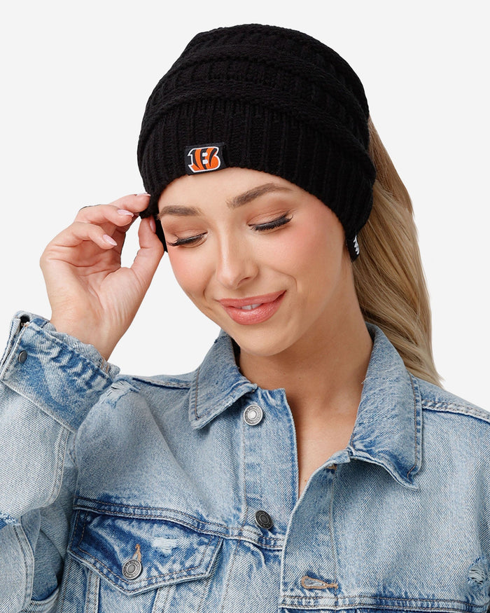 Cincinnati Bengals Womens Solid Ponytail Beanie FOCO - FOCO.com