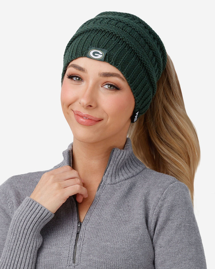 Green Bay Packers Womens Solid Ponytail Beanie FOCO - FOCO.com