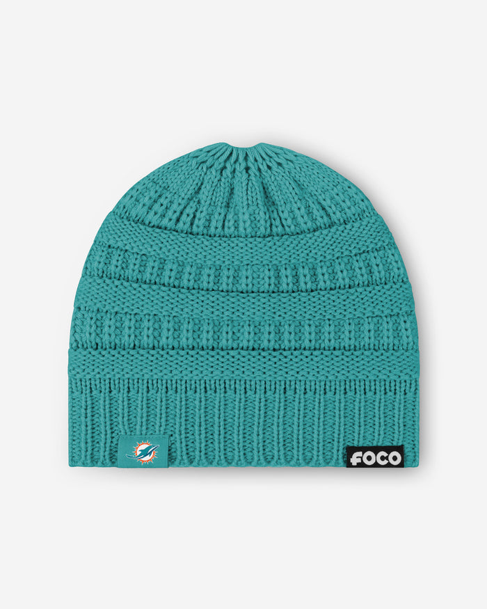 Miami Dolphins Womens Solid Ponytail Beanie FOCO - FOCO.com