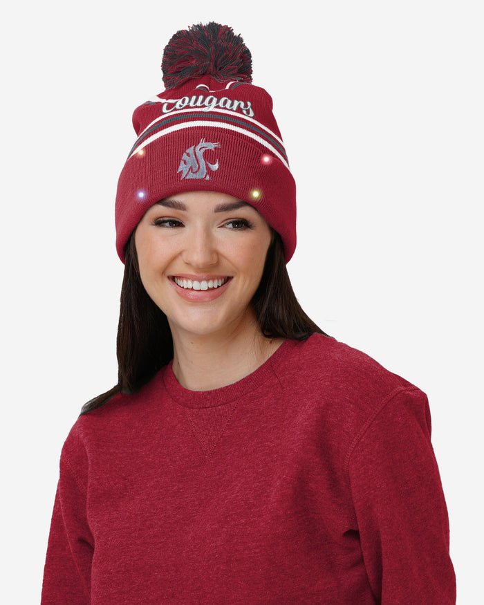 Washington State Cougars Womens Wordmark Script Light Up Beanie FOCO - FOCO.com