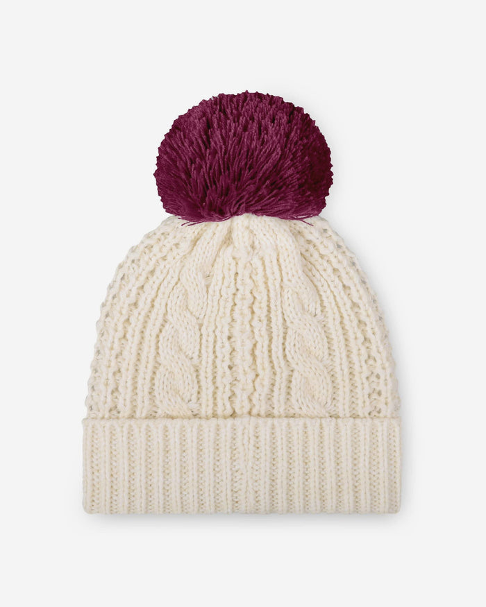 Texas A&M Aggies Womens Primary Logo White Cable Knit Pom Beanie FOCO - FOCO.com