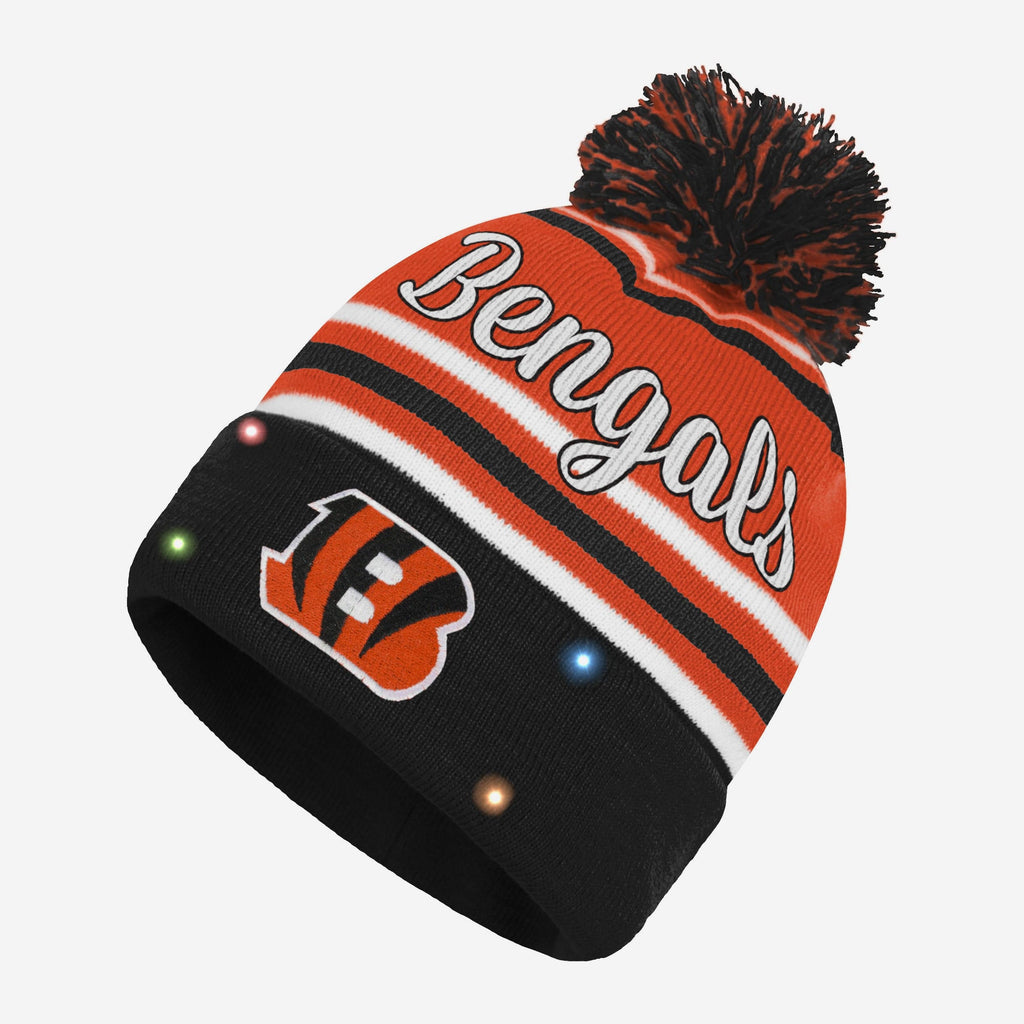 Cincinnati Bengals Womens Wordmark Script Light Up Beanie FOCO - FOCO.com