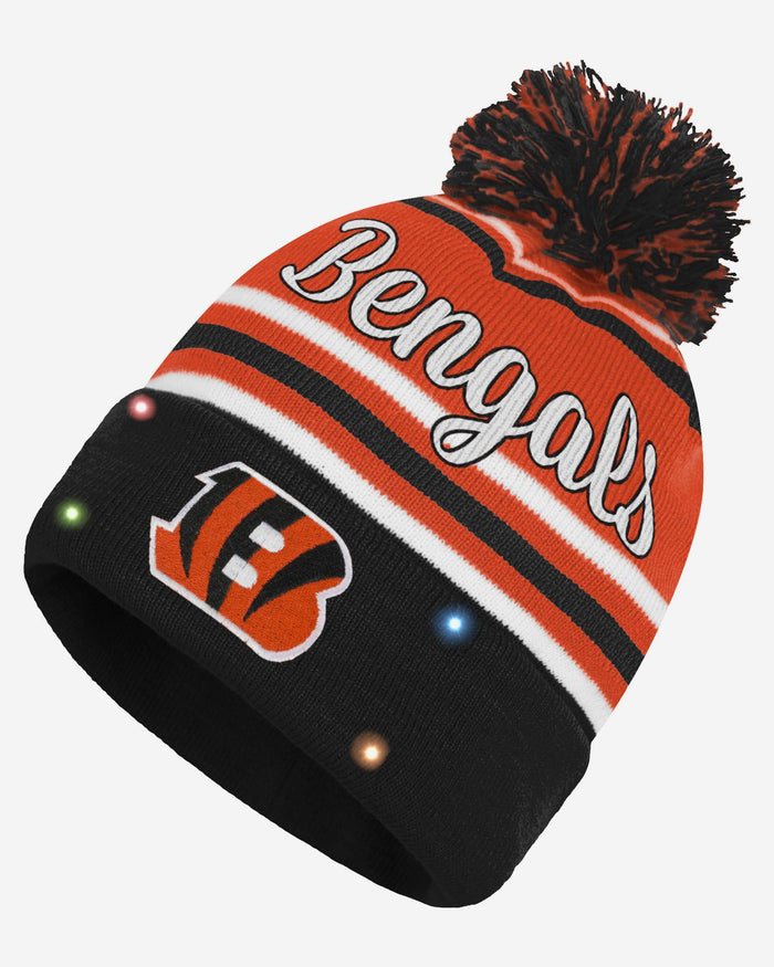 Cincinnati Bengals Womens Wordmark Script Light Up Beanie FOCO - FOCO.com