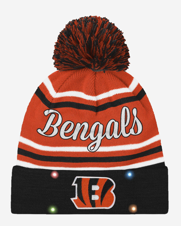 Cincinnati Bengals Womens Wordmark Script Light Up Beanie FOCO - FOCO.com