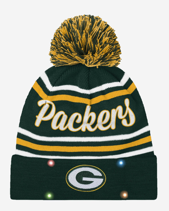 Green Bay Packers Womens Wordmark Script Light Up Beanie FOCO - FOCO.com