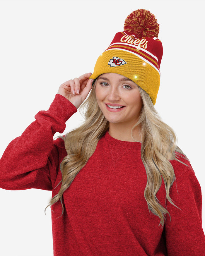 Kansas City Chiefs Womens Wordmark Script Light Up Beanie FOCO - FOCO.com