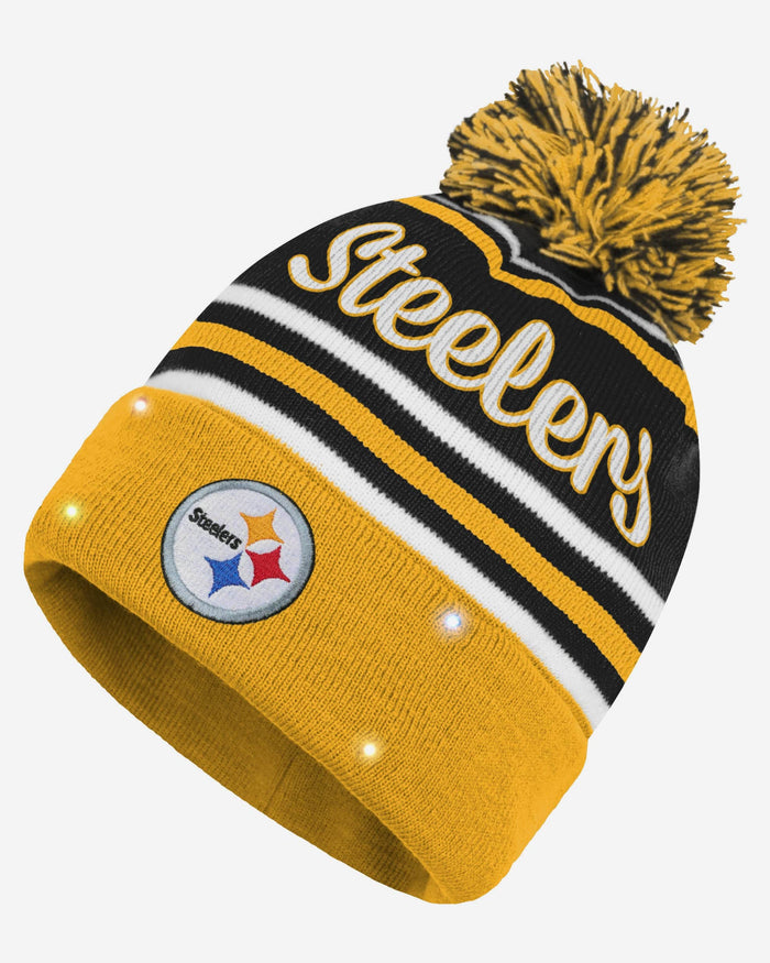 Pittsburgh Steelers Womens Wordmark Script Light Up Beanie FOCO - FOCO.com