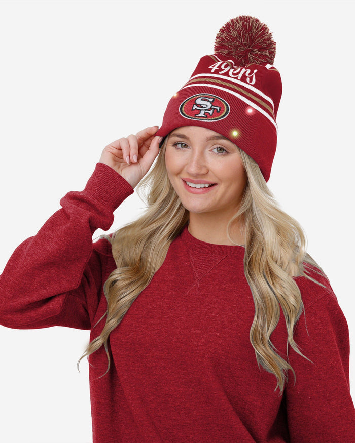 San Francisco 49ers Womens Wordmark Script Light Up Beanie FOCO - FOCO.com