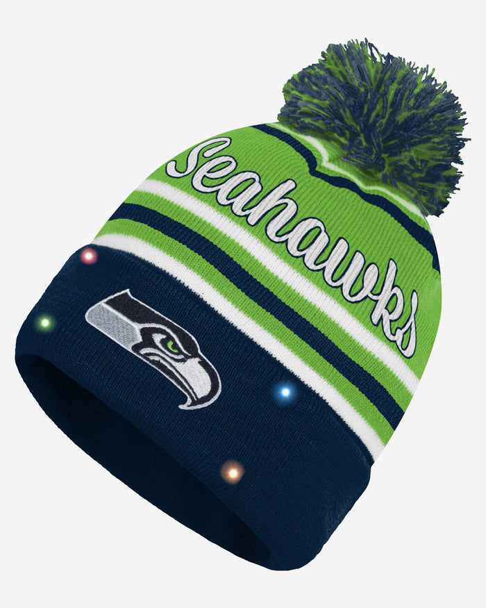 Seattle Seahawks Womens Wordmark Script Light Up Beanie FOCO - FOCO.com