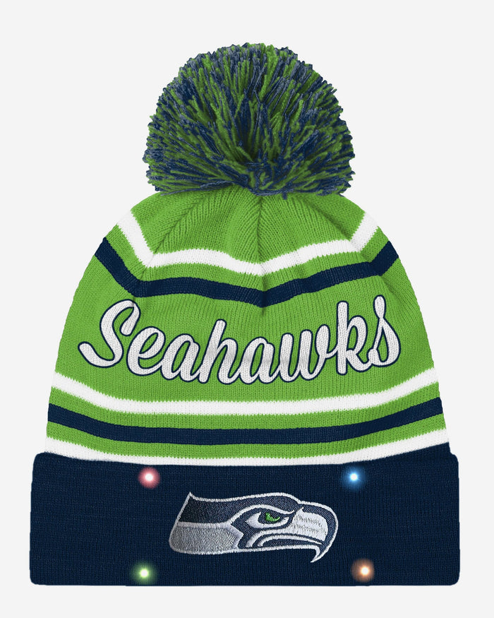 Seattle Seahawks Womens Wordmark Script Light Up Beanie FOCO - FOCO.com