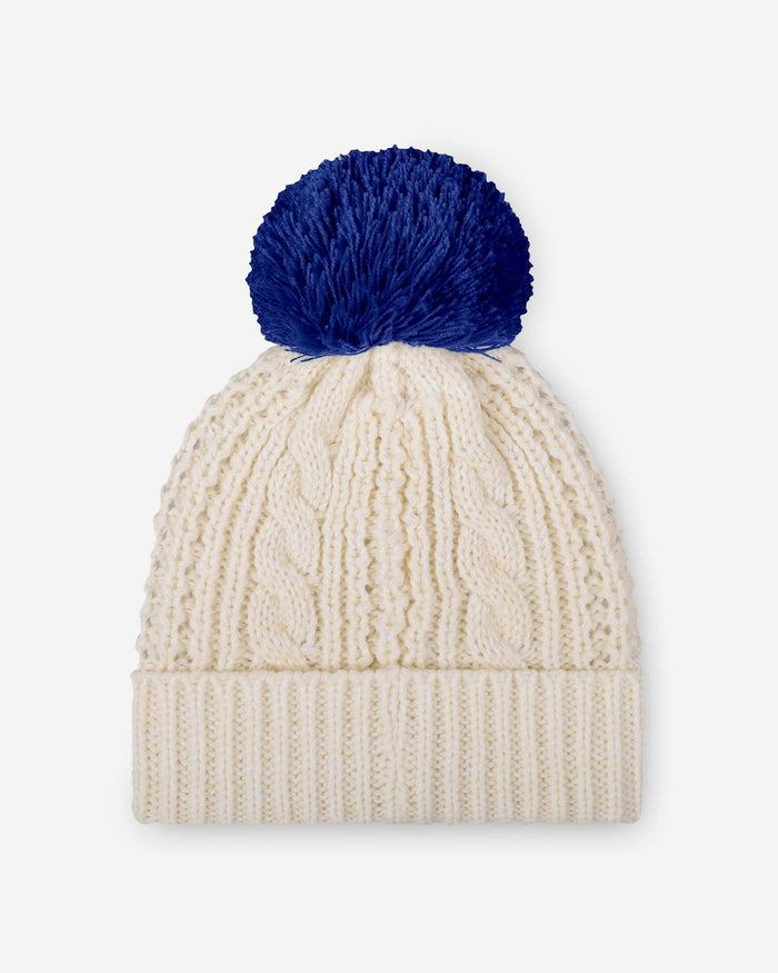 Buffalo Bills Womens Primary Logo White Cable Knit Pom Beanie FOCO - FOCO.com