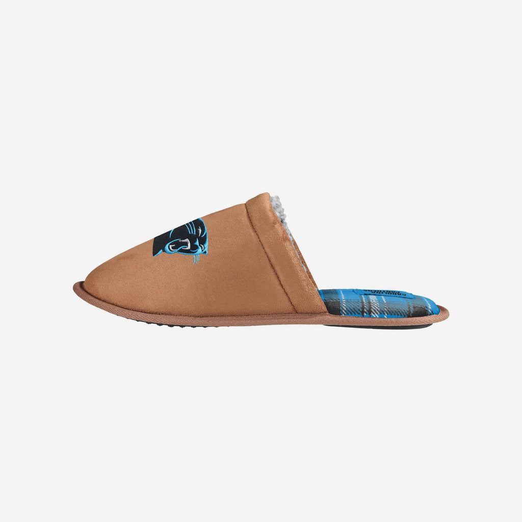 Carolina Panthers Flannel Lined Brown Suede Scuff Slipper FOCO S - FOCO.com