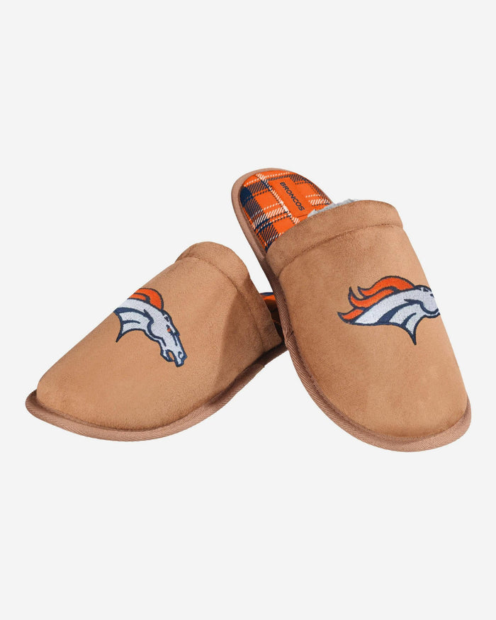 Denver Broncos Flannel Lined Brown Suede Scuff Slipper FOCO S - FOCO.com
