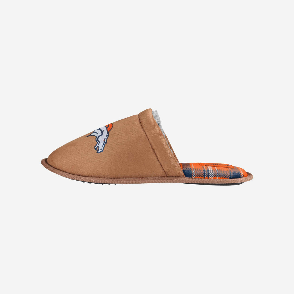 Denver Broncos Flannel Lined Brown Suede Scuff Slipper FOCO S - FOCO.com