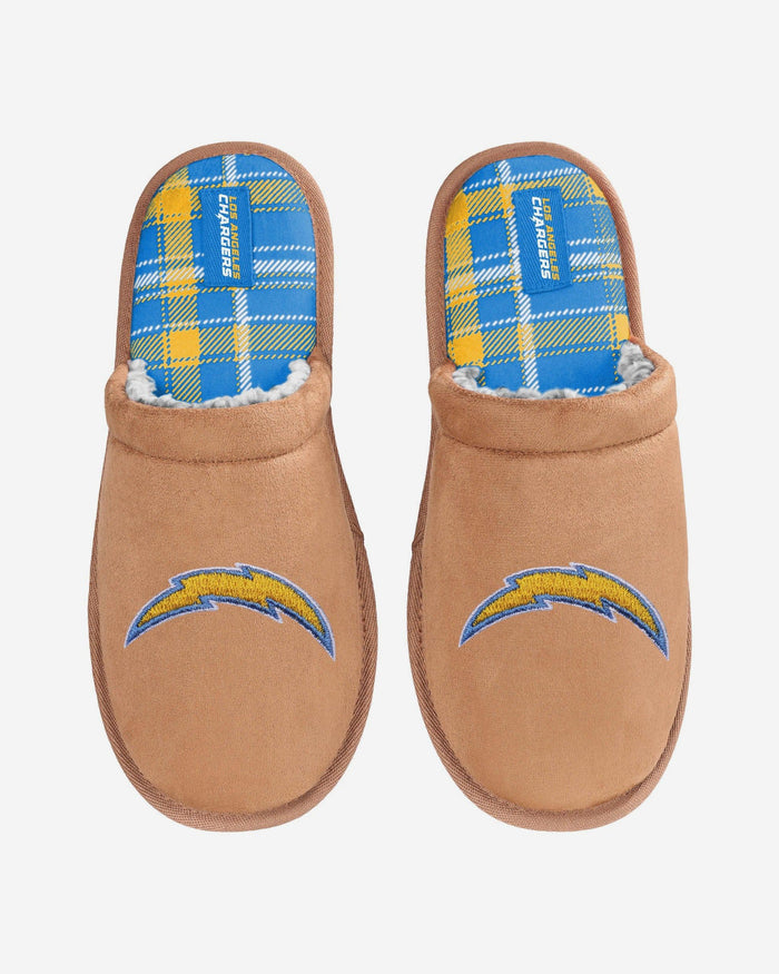 Los Angeles Chargers Flannel Lined Brown Suede Scuff Slipper FOCO S - FOCO.com
