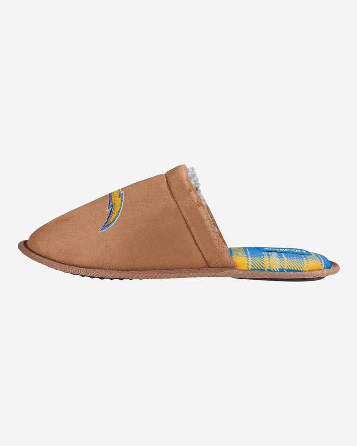Los Angeles Chargers Flannel Lined Brown Suede Scuff Slipper FOCO S - FOCO.com