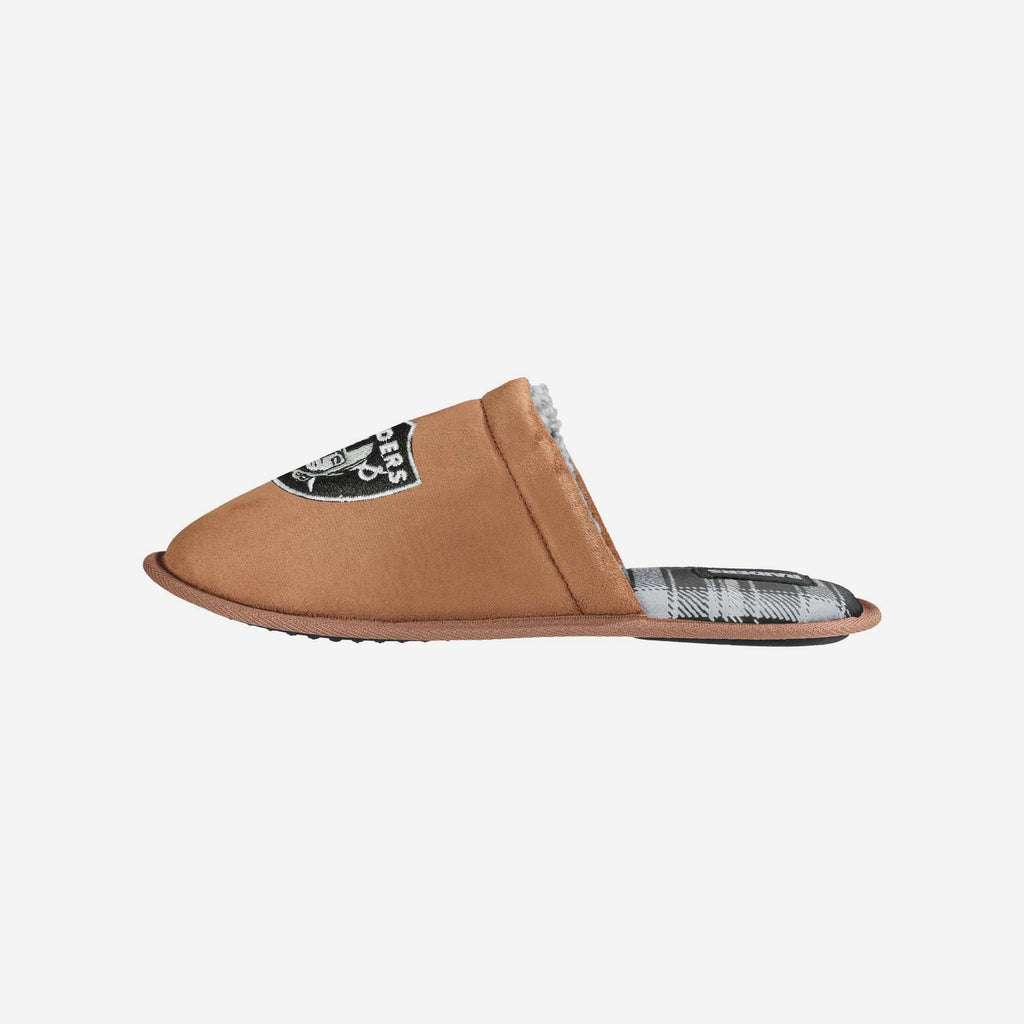 Las Vegas Raiders Flannel Lined Brown Suede Scuff Slipper FOCO S - FOCO.com