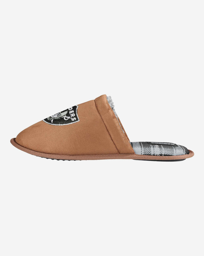 Las Vegas Raiders Flannel Lined Brown Suede Scuff Slipper FOCO S - FOCO.com