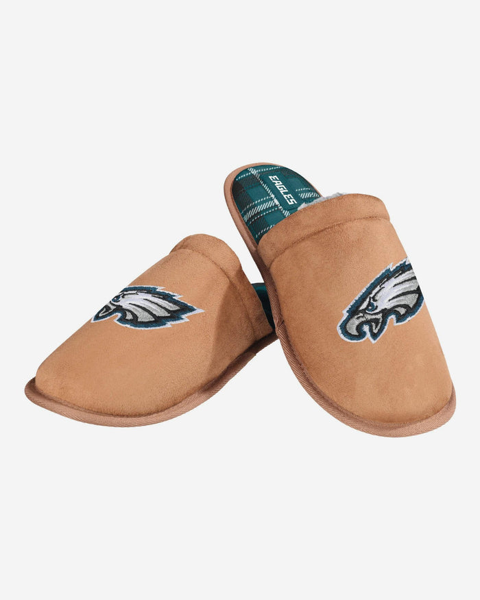 Philadelphia Eagles Flannel Lined Brown Suede Scuff Slipper FOCO S - FOCO.com
