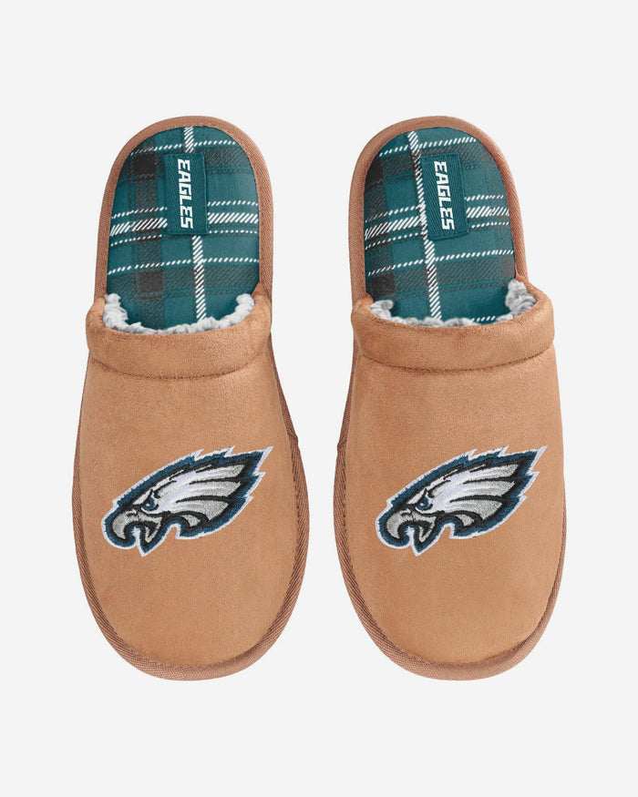 Philadelphia Eagles Flannel Lined Brown Suede Scuff Slipper FOCO S - FOCO.com