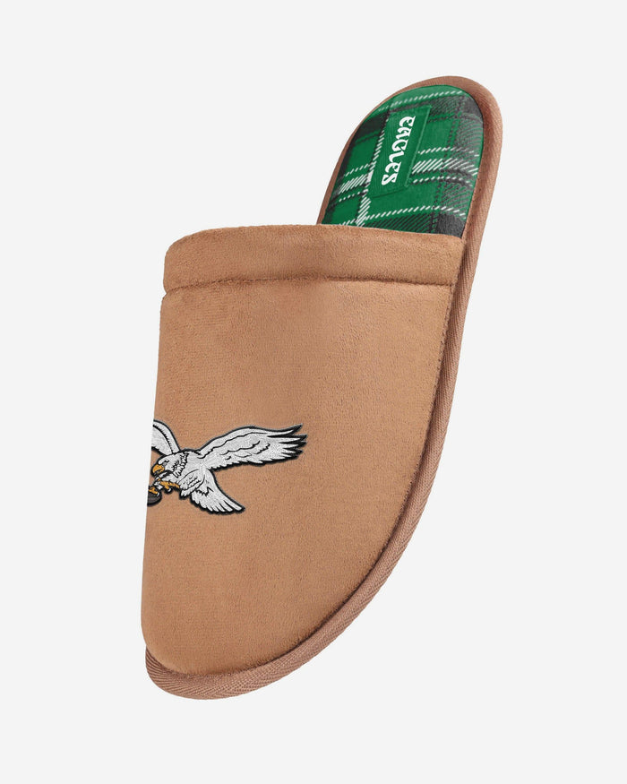 Philadelphia Eagles Kelly Green Flannel Lined Brown Suede Scuff Slipper FOCO S - FOCO.com