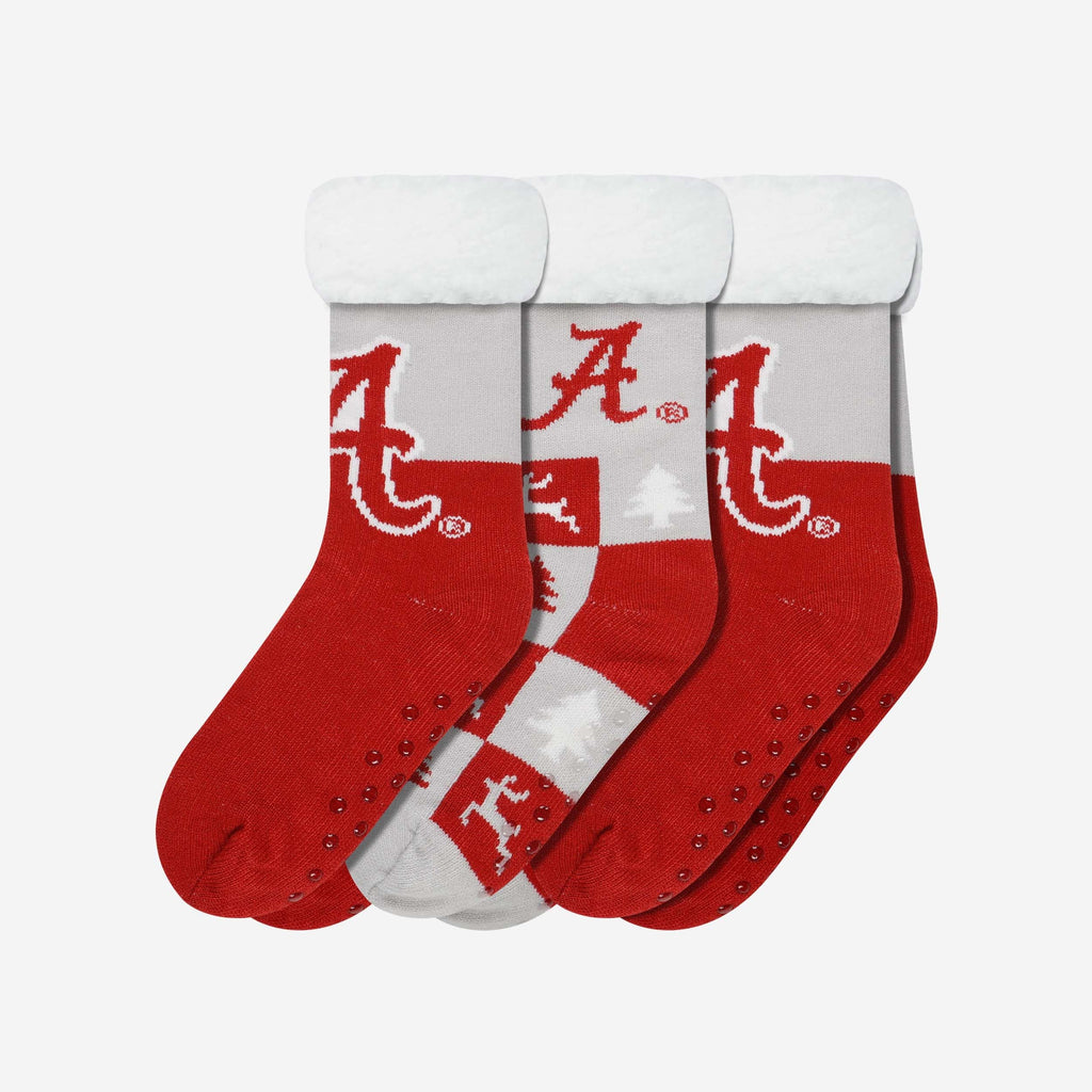 Alabama Crimson Tide Womens Fan Footy 3 Pack Slipper Socks FOCO - FOCO.com