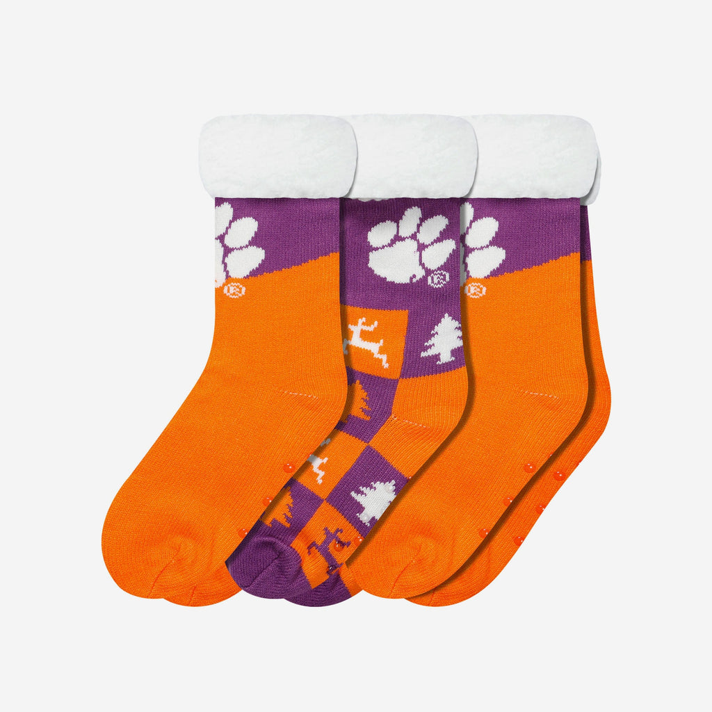 Clemson Tigers Womens Fan Footy 3 Pack Slipper Socks FOCO - FOCO.com