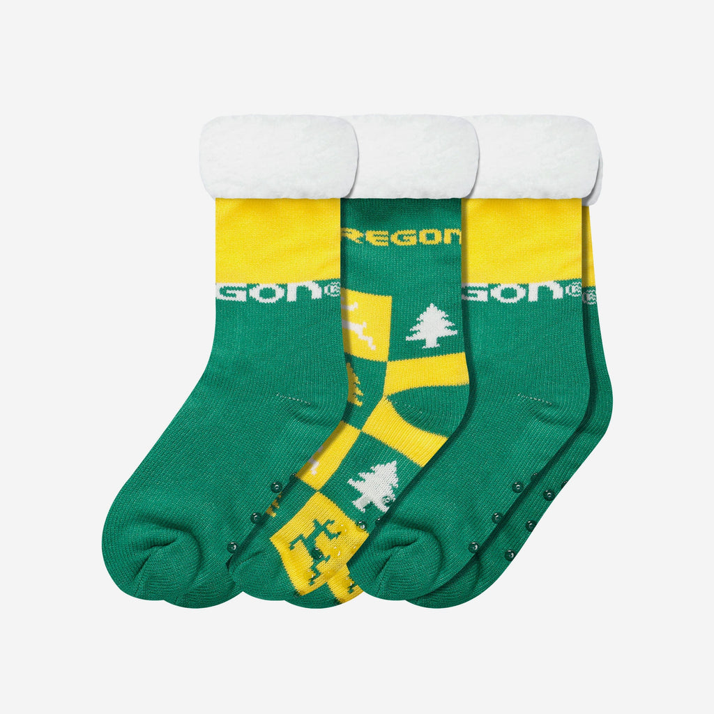 Oregon Ducks Womens Fan Footy 3 Pack Slipper Socks FOCO - FOCO.com