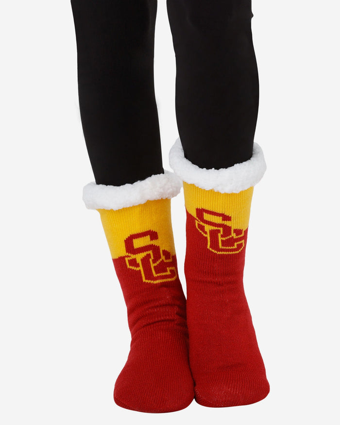 USC Trojans Womens Fan Footy 3 Pack Slipper Socks FOCO - FOCO.com
