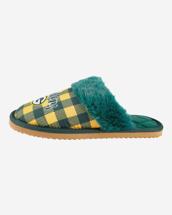 Green Bay Packers Womens Plaid Sherpa Mule Slipper FOCO S - FOCO.com