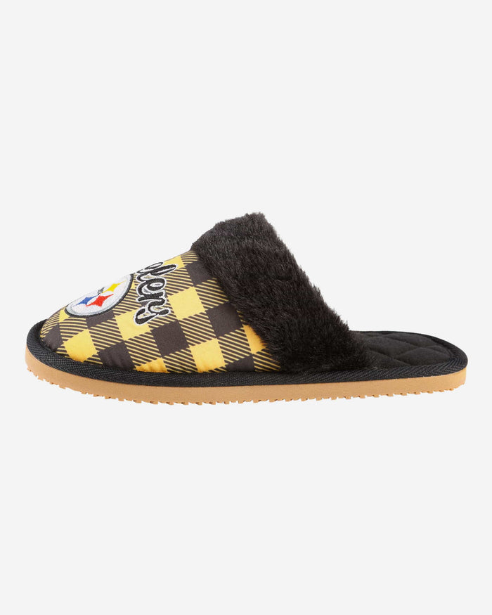 Pittsburgh Steelers Womens Plaid Sherpa Mule Slipper FOCO S - FOCO.com