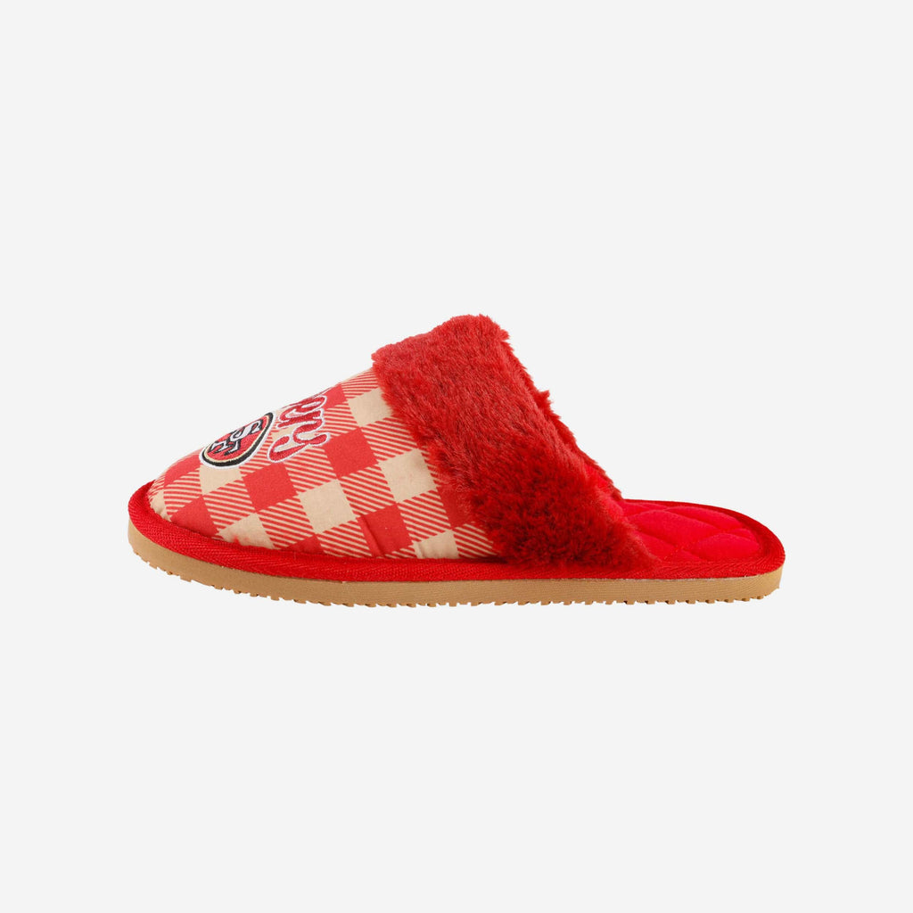 San Francisco 49ers Womens Plaid Sherpa Mule Slipper FOCO S - FOCO.com