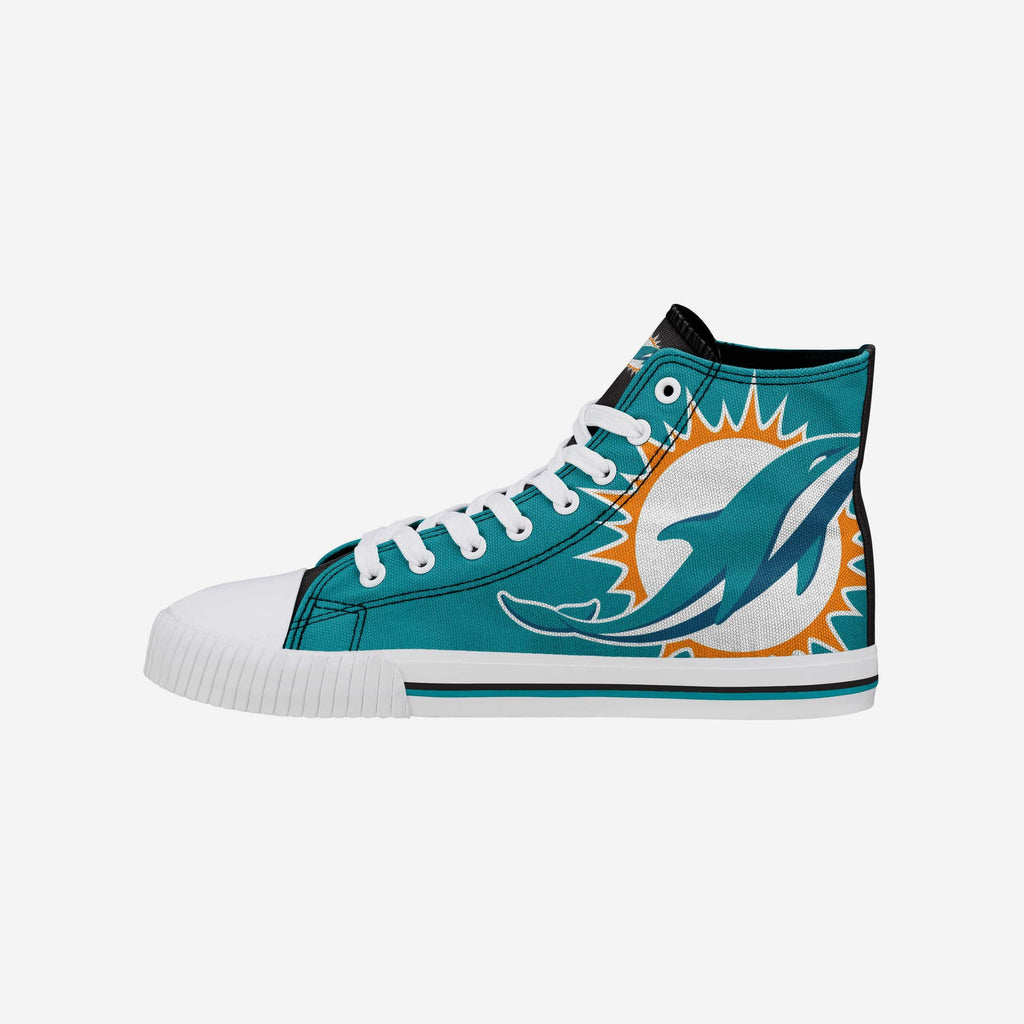 Miami Dolphins Mens High Top Big Logo Canvas Shoe FOCO 7 - FOCO.com