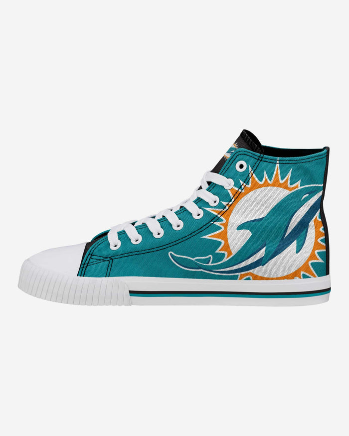 Miami Dolphins Mens High Top Big Logo Canvas Shoe FOCO 7 - FOCO.com