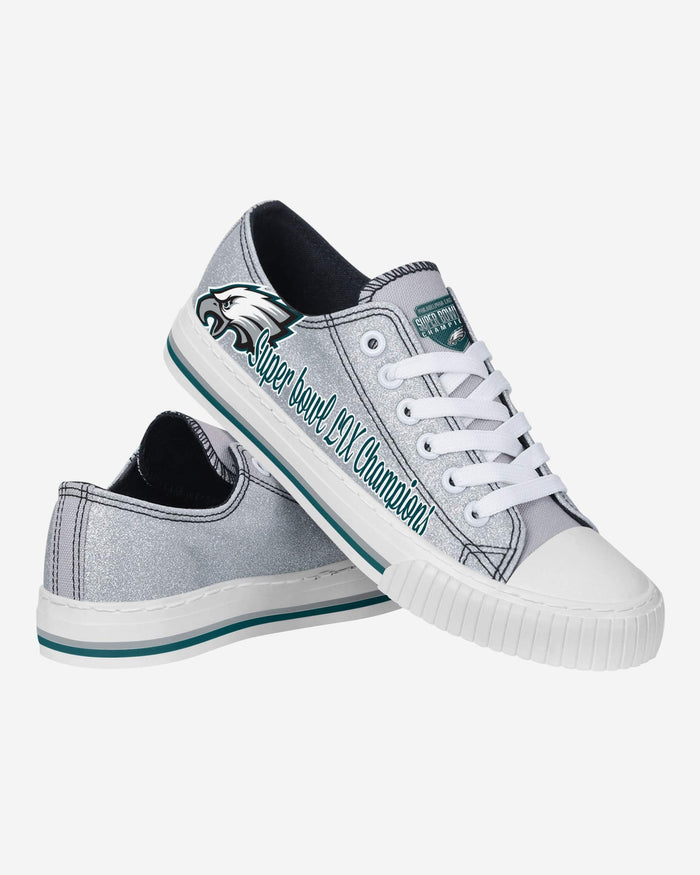 Philadelphia Eagles Super Bowl LIX Champions Womens Color Glitter Low Top Canvas Shoe FOCO - FOCO.com