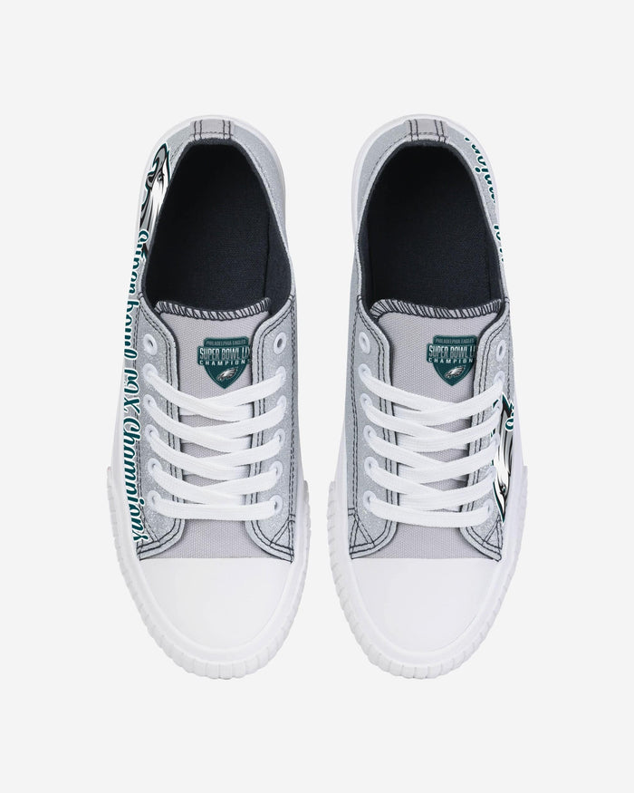 Philadelphia Eagles Super Bowl LIX Champions Womens Color Glitter Low Top Canvas Shoe FOCO - FOCO.com