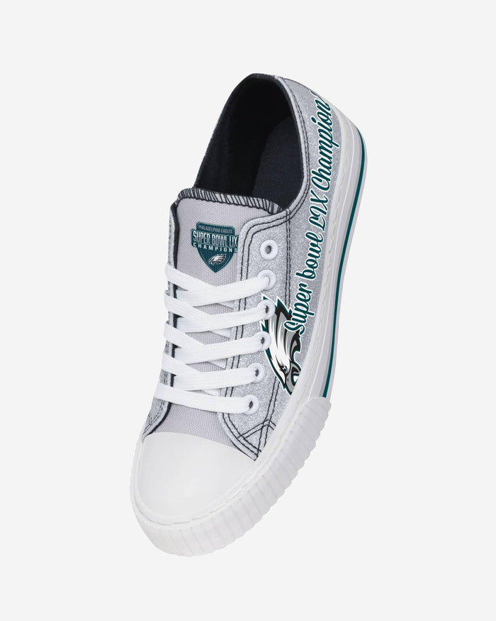 Philadelphia Eagles Super Bowl LIX Champions Womens Color Glitter Low Top Canvas Shoe FOCO - FOCO.com