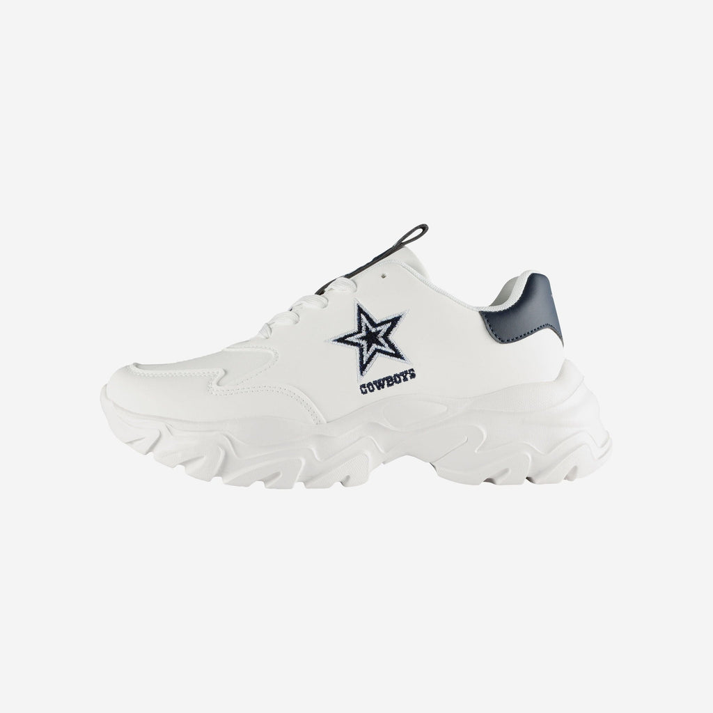 Dallas Cowboys Womens Glitter Big Logo Vintage White Chunky Sneaker FOCO 6 - FOCO.com